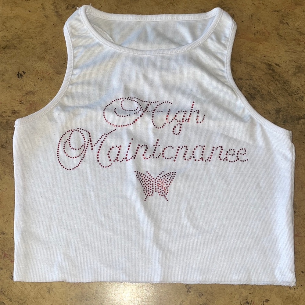 “High maintenance” cropped Tanktop Xs